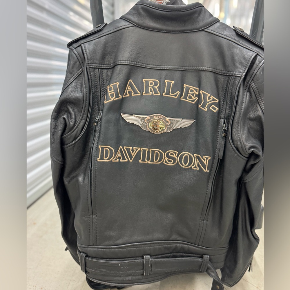 Limited edition Harley Davidson 110th anniversary leather jacket and chaps